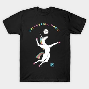 Volleyball Magic Unicorn Outline T-Shirt